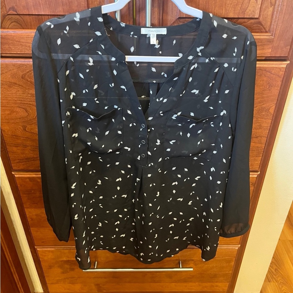 Maurices Black Blouse with White Accents